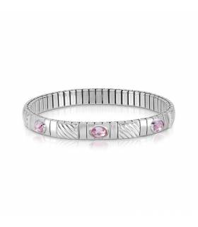 Pulsera Extensión Nomination de Plata con Piedra Rosa Oval