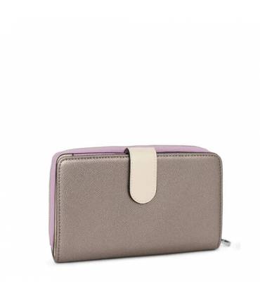 Billetera Tous mediana plateada New Dubai Saffiano