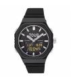 Reloj analógico/digital de acero y brazalete de nylon negro Bet