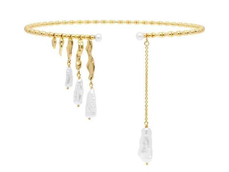 Gargantilla TSURU Plata dorada y perlas