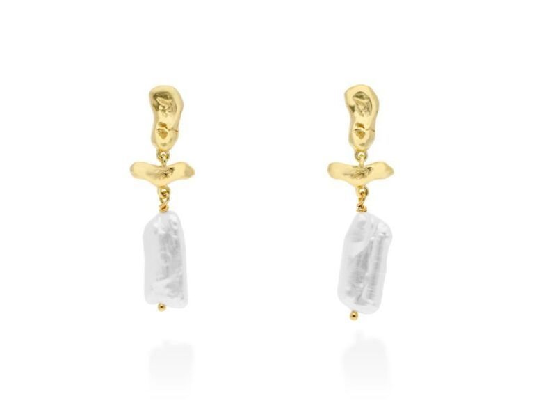 Pendientes TSURU Plata dorada y perlas