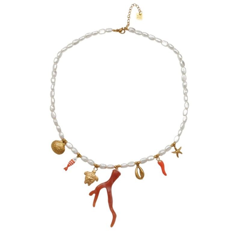 Collar mujer acero perlas
