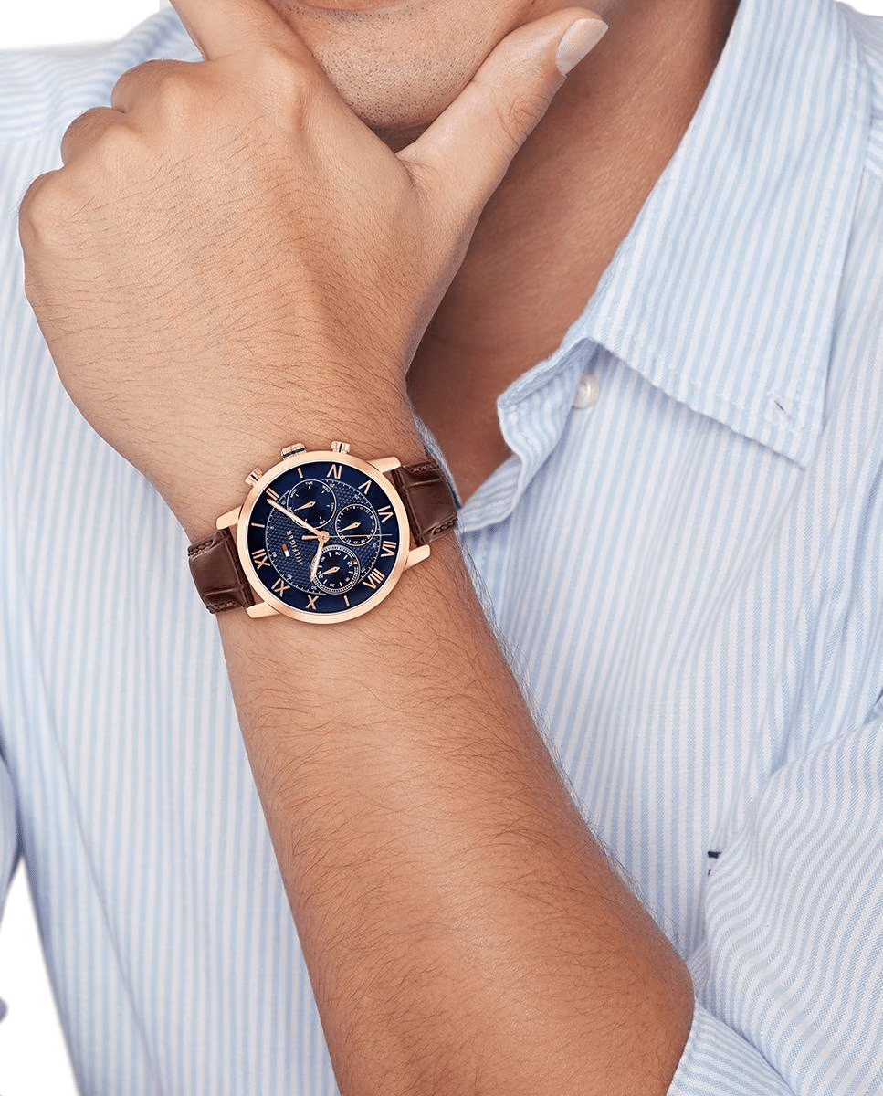 Reloj Tommy Hilfiger Piel Marrón Esfera Azul, vista 4