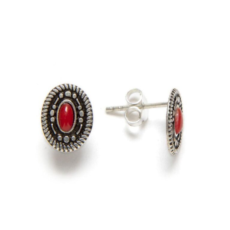 Pendientes Plata Ovalados Coral