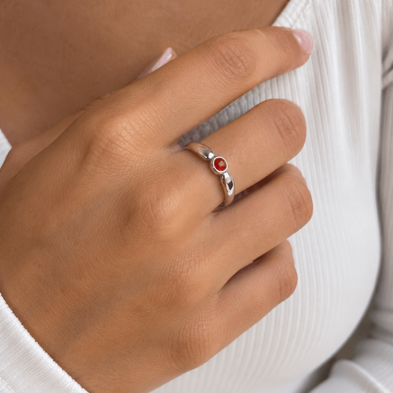 Anillo plata esmalte coral