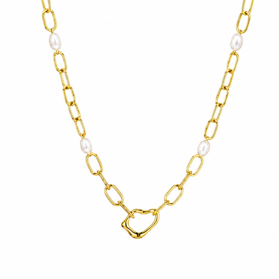 Collar Lotus Style Urban Woman Dorado Y Perlas