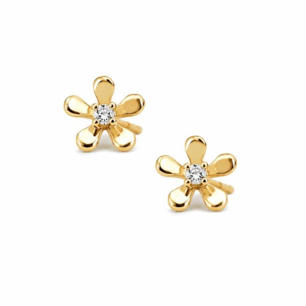 Pendientes Niña Flor Oro 18K con Circonita