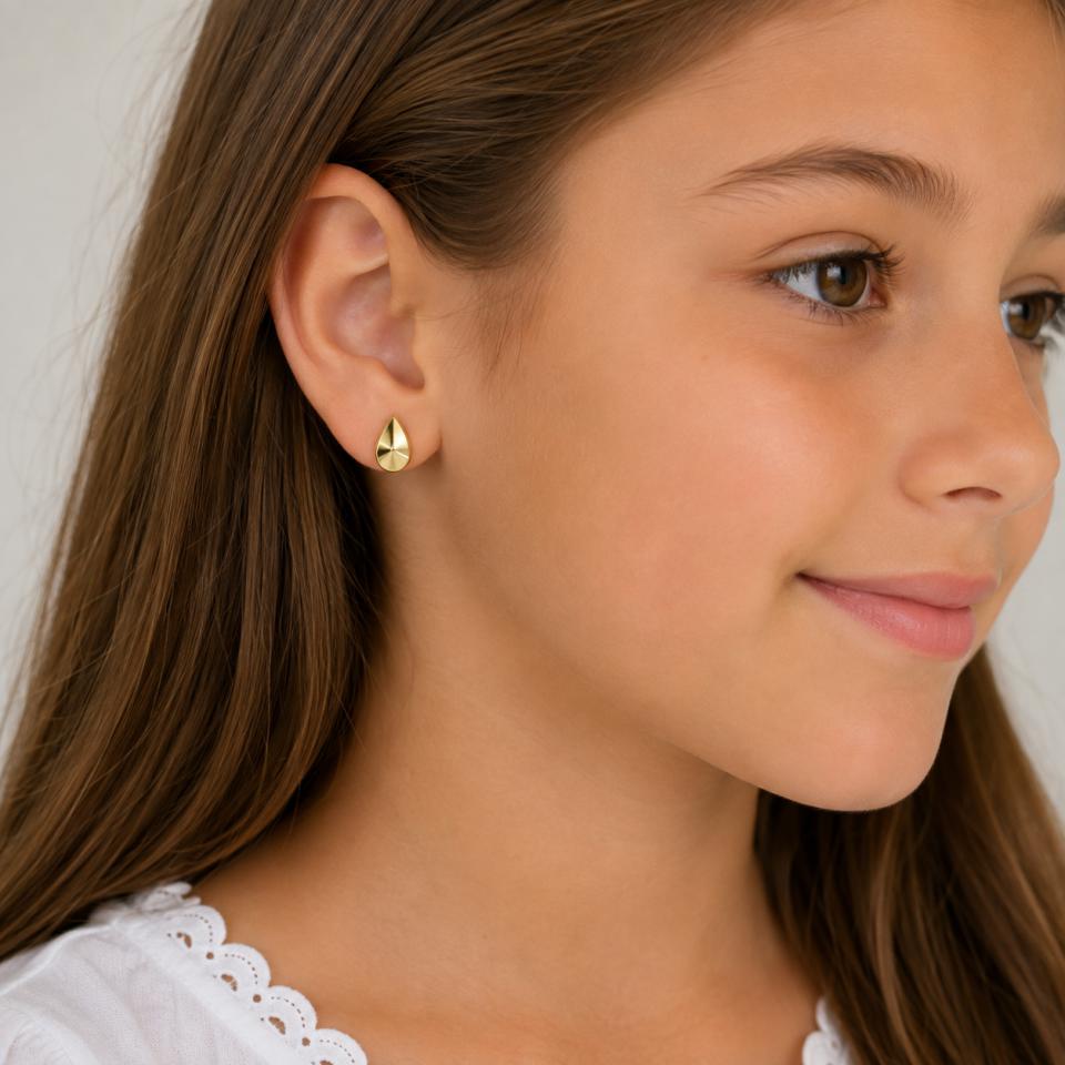 Pendientes Niña Oro 18K Gota Lisa
