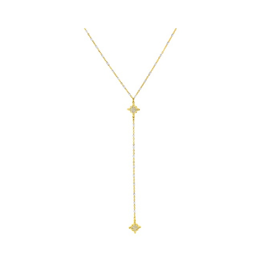Collar Lotus Style Acero Dorado Con Bolitas Blanca