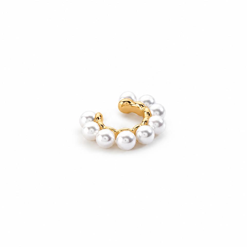 Ear cuff Agatha Paris Dorado Con Perla Blanca