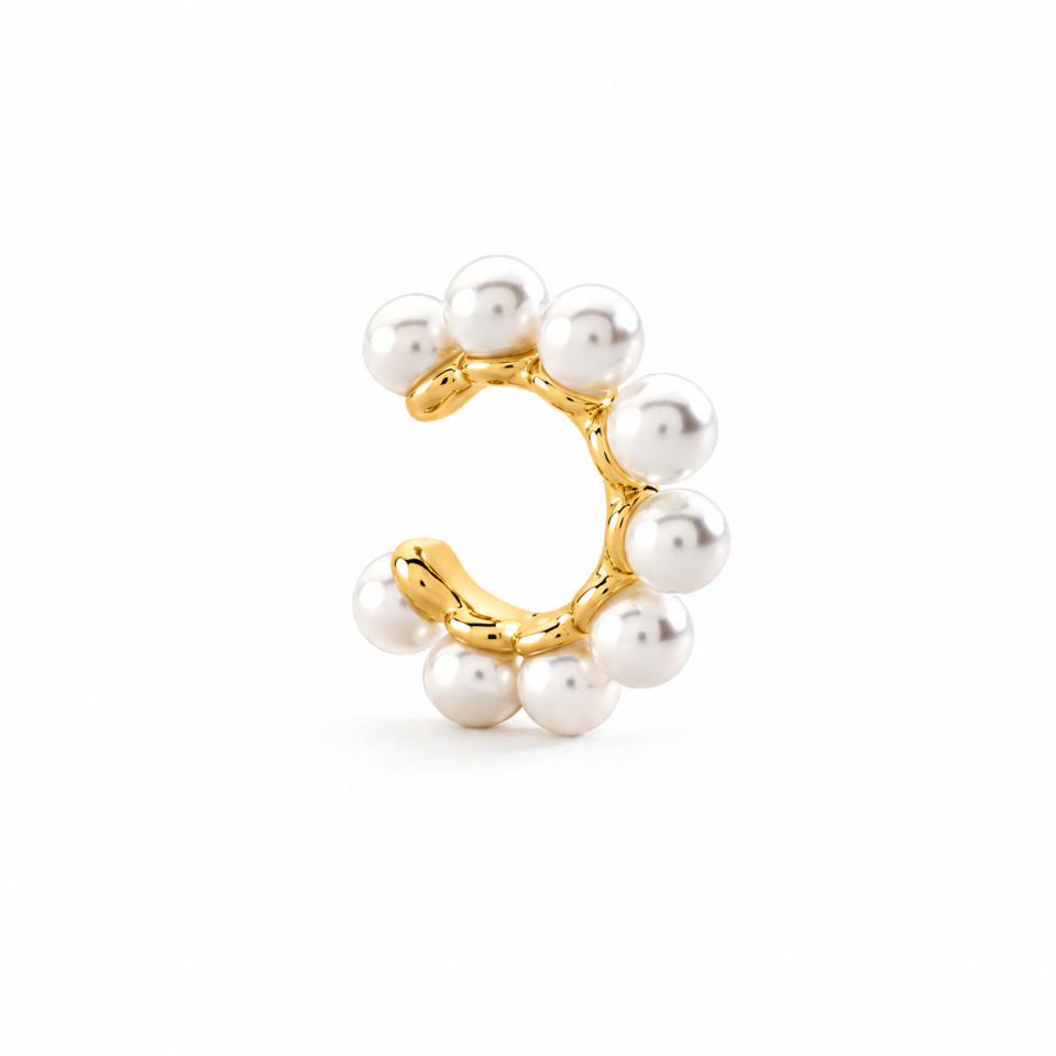 Ear cuff Agatha Paris Dorado Con Perla Blanca