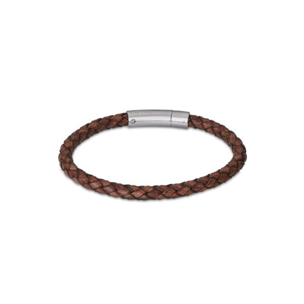 PULSERA LOTUS PIEL MARRRON TRENZADO