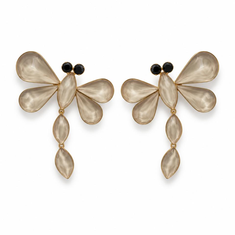 Pendientes Libélula Golfi Dorado Piedras