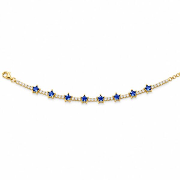 Pulsera Plata Chapada con Circonitas Y Estrellas